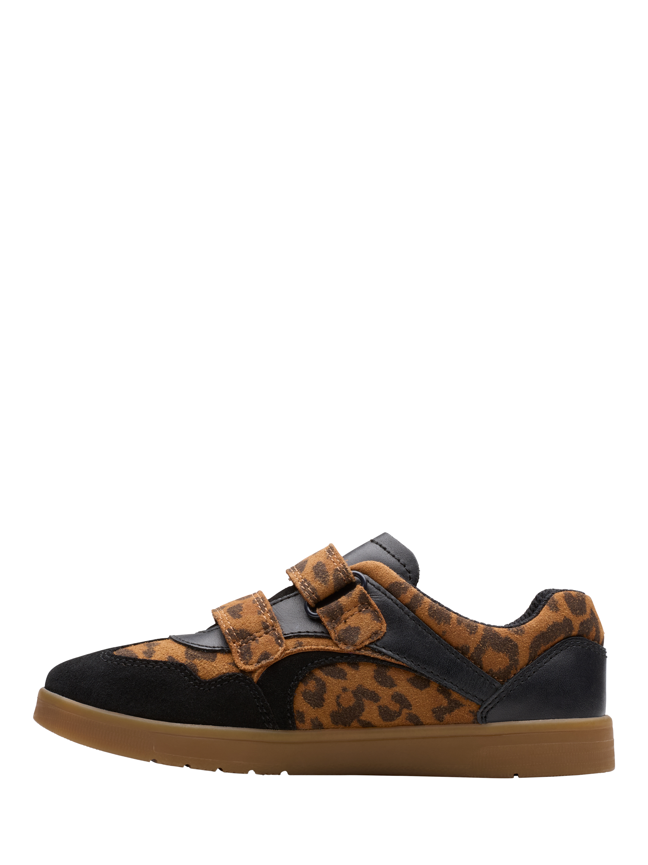 Product image 2 of 6, which shows Clarks Kids' Disco Vibe K. Leather Shoes, Leopard Print, 7 G Jnr