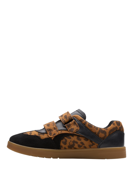 Clarks Kids' Disco Vibe K. Leather Shoes, Leopard Print - view 2, Leopard Print