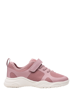 Clarks Kids' Feather Ath Panelled Trainers, Dusty Pink