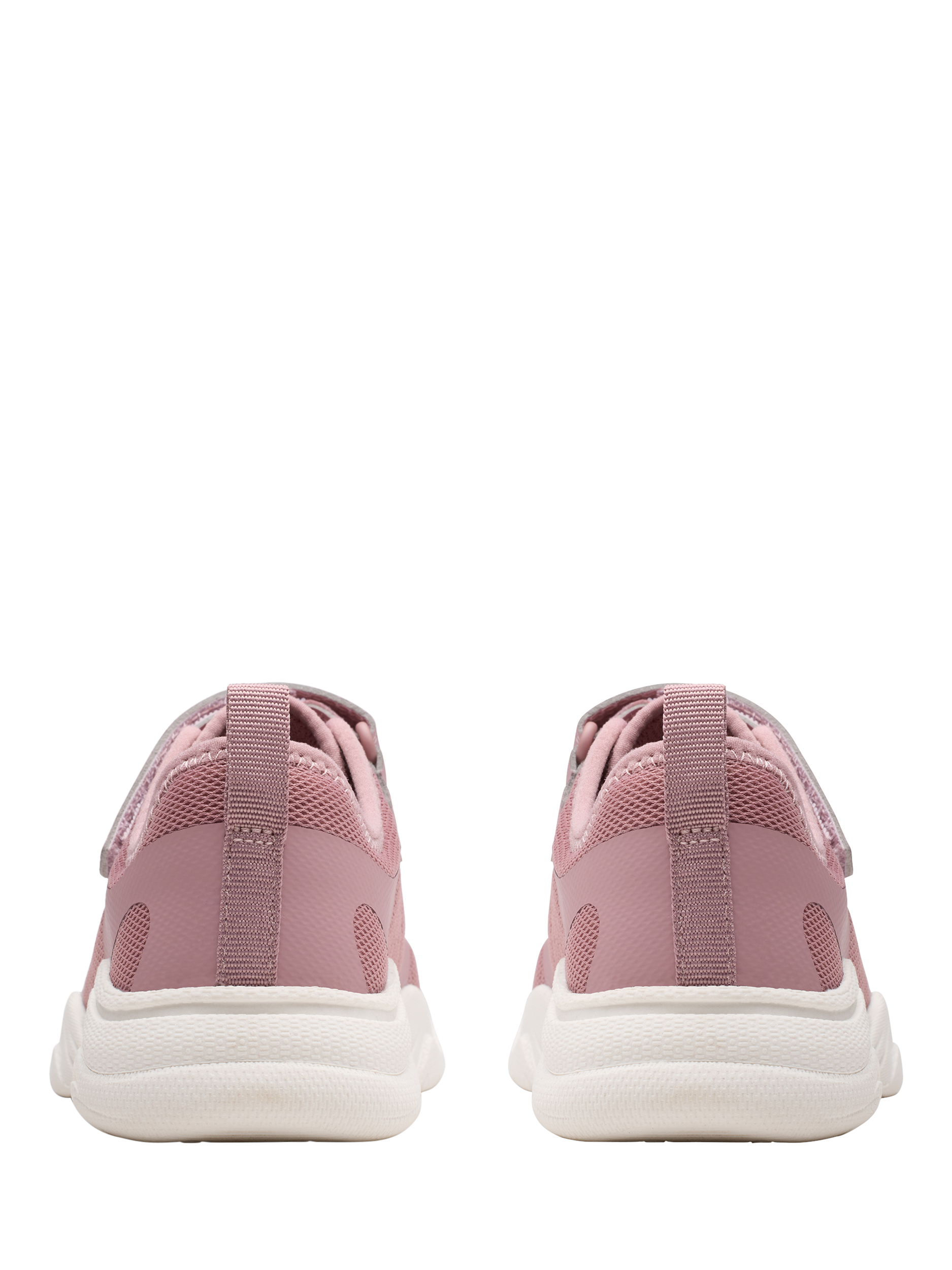 Product image 5 of 7, which shows Clarks Kids' Feather Ath Panelled Trainers, Dusty Pink, 7 F Jnr