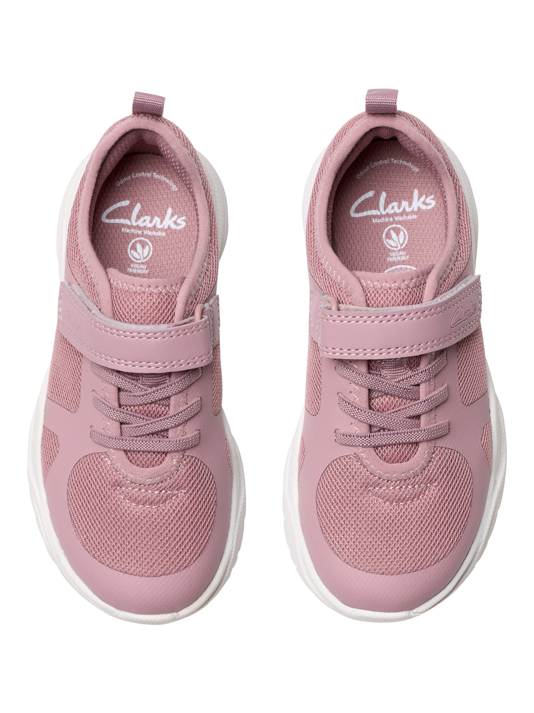 Product image 6 of 7, which shows Clarks Kids' Feather Ath Panelled Trainers, Dusty Pink, 7 F Jnr