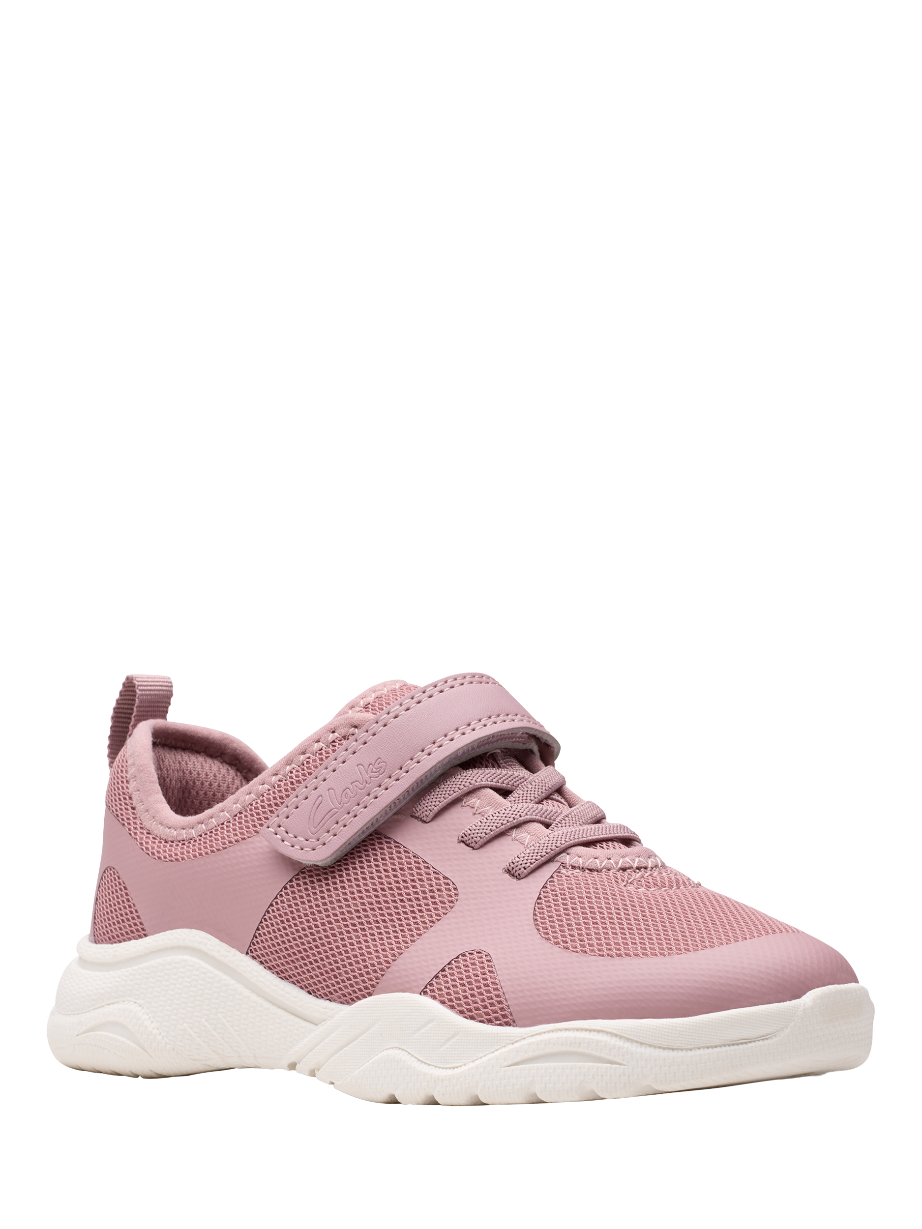 Product image 7 of 7, which shows Clarks Kids' Feather Ath Panelled Trainers, Dusty Pink, 7 F Jnr