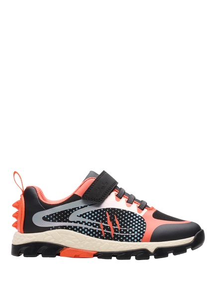 Clarks Kids' Steggy2 Fly K Trainers, Black/Orange, Black/Orange