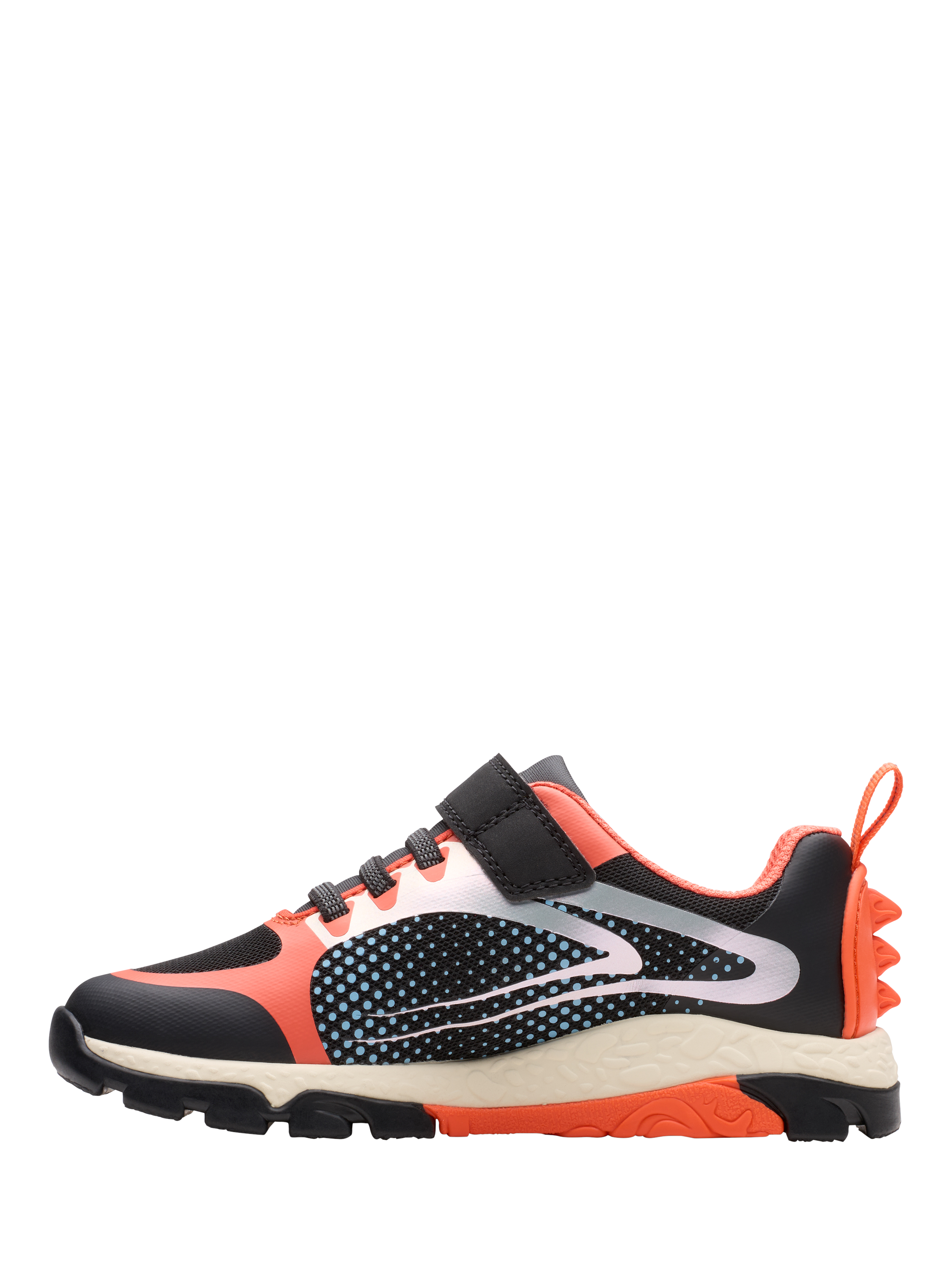 Product image 2 of 7, which shows Clarks Kids' Steggy2 Fly K Trainers, Black/Orange, 7 F Jnr