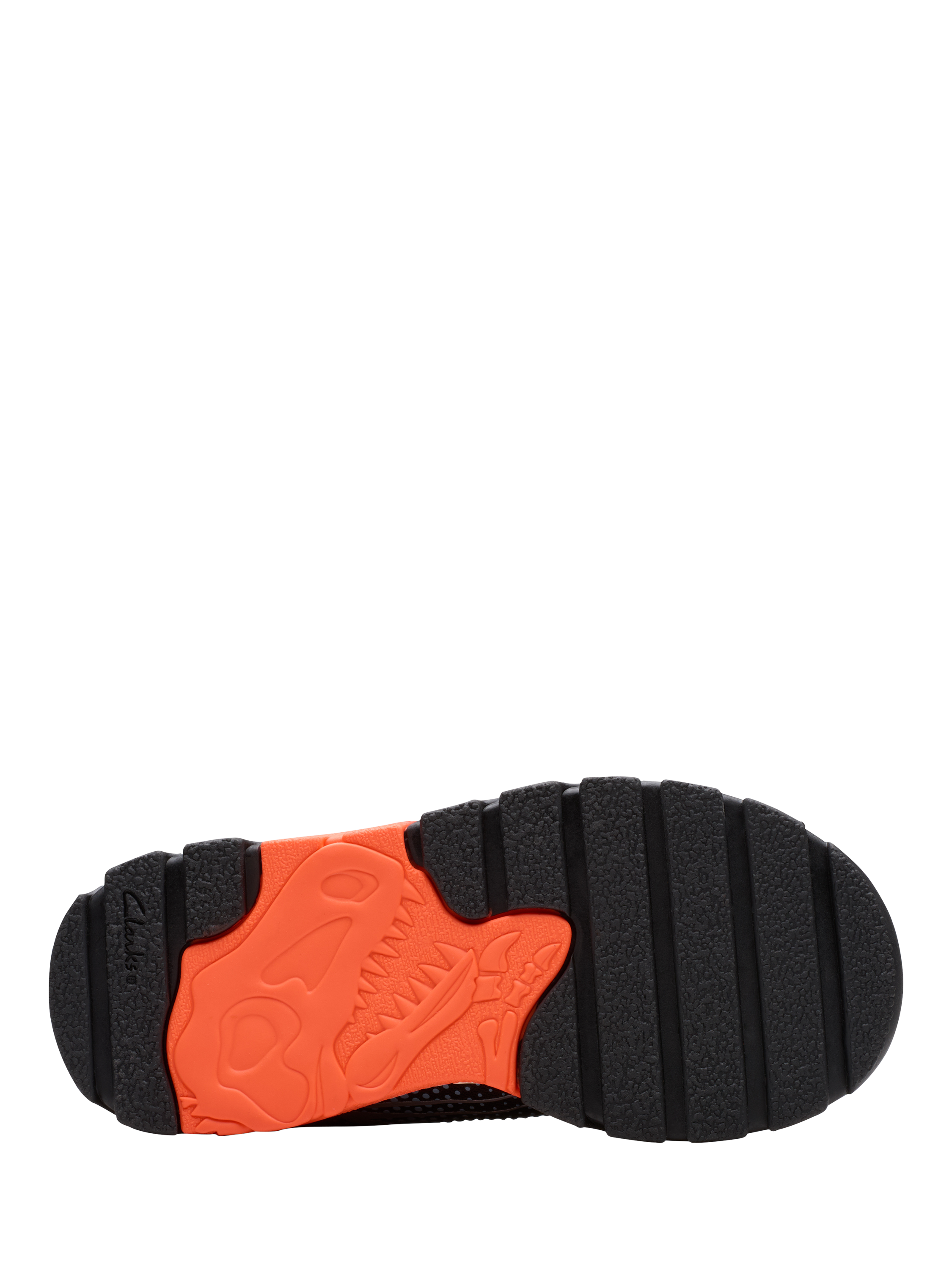 Product image 3 of 7, which shows Clarks Kids' Steggy2 Fly K Trainers, Black/Orange, 7 F Jnr