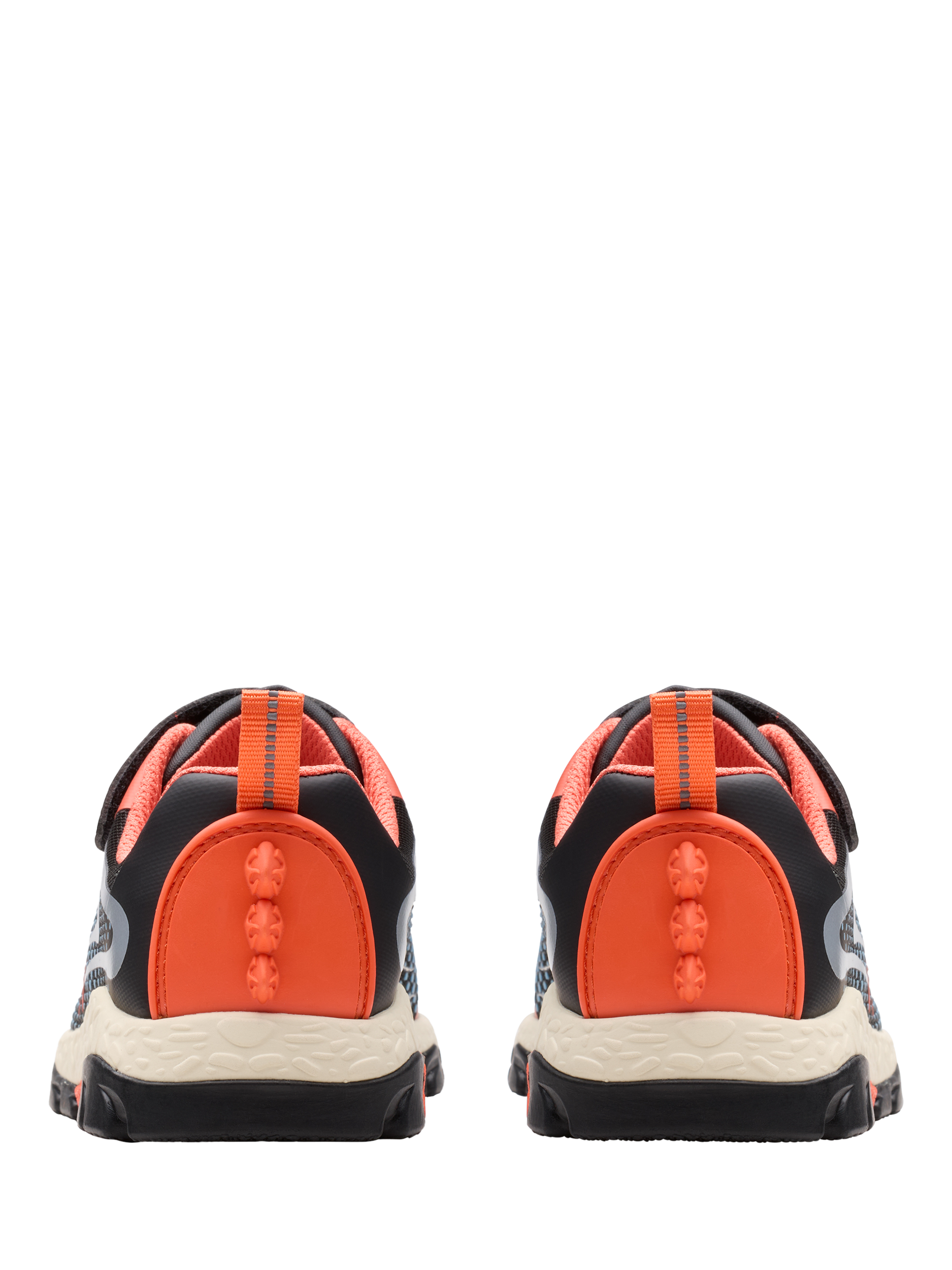Product image 5 of 7, which shows Clarks Kids' Steggy2 Fly K Trainers, Black/Orange, 7 F Jnr