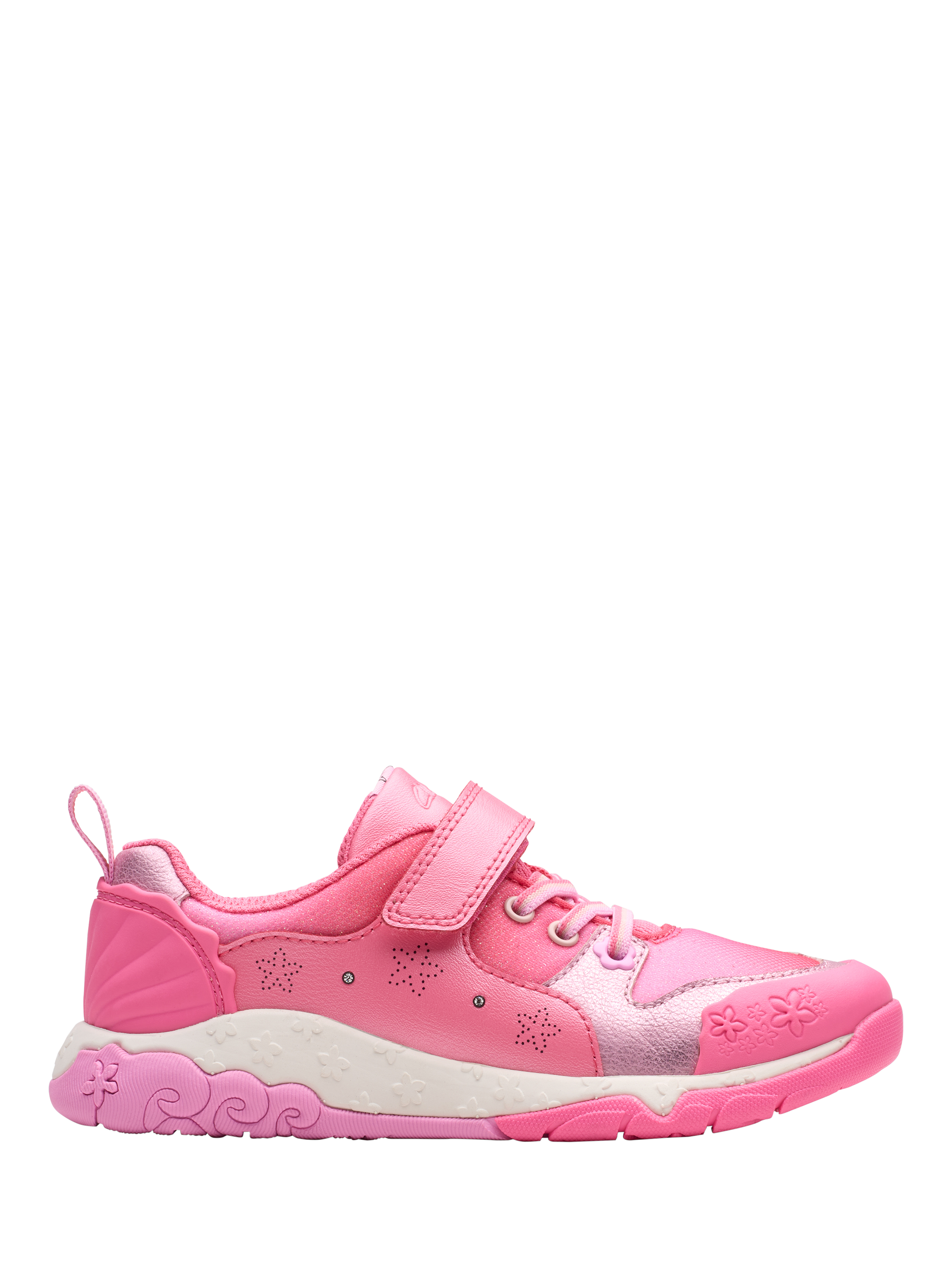 Product image 1 of 7, which shows Clarks Kids' Tidal Shell K Padded Trainers, Pink, 7 F Jnr