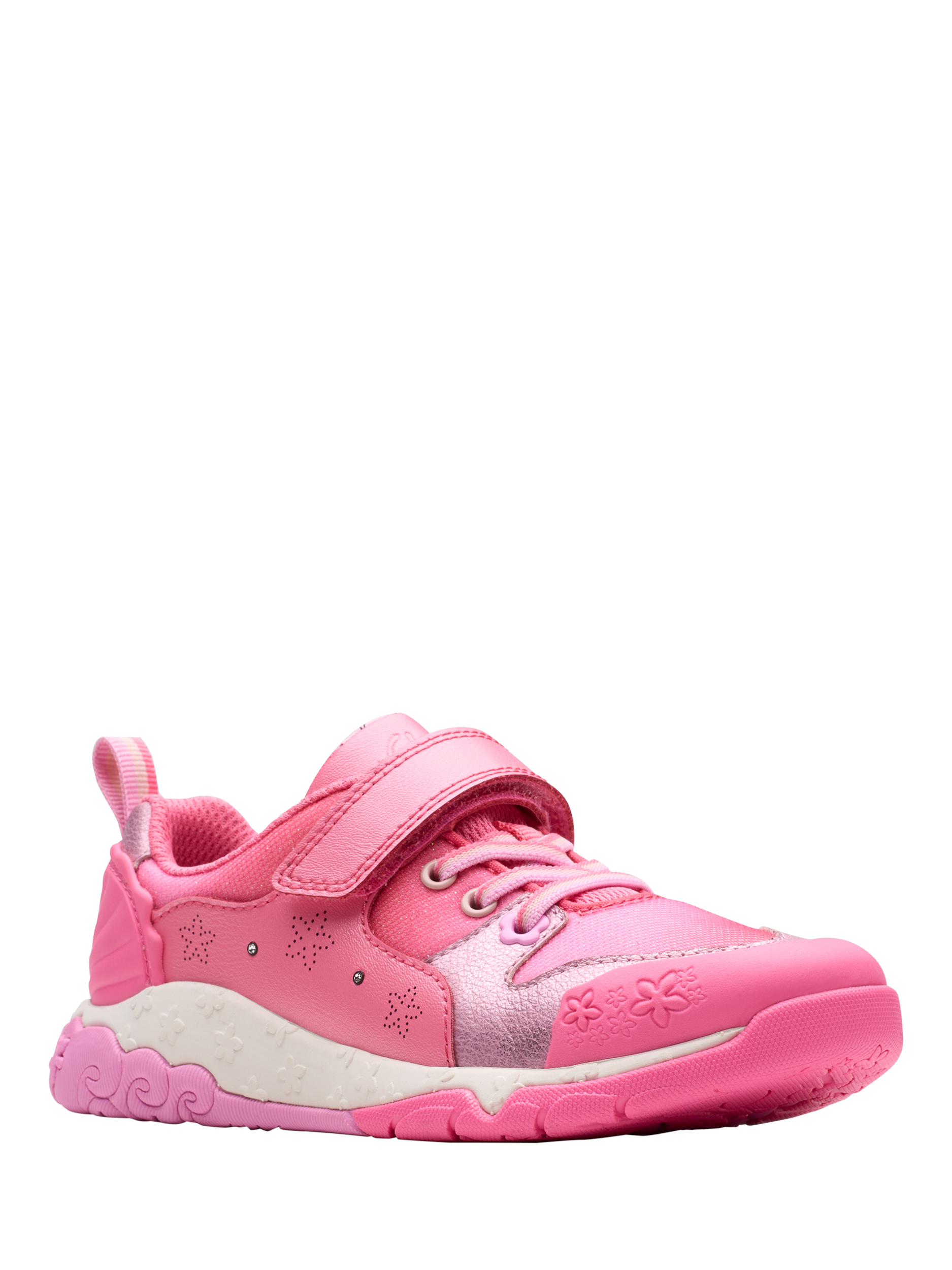Product image 4 of 7, which shows Clarks Kids' Tidal Shell K Padded Trainers, Pink, 7 F Jnr
