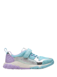 Clarks Kids' Tidal Shell Leather Trainers, Light Blue Combi