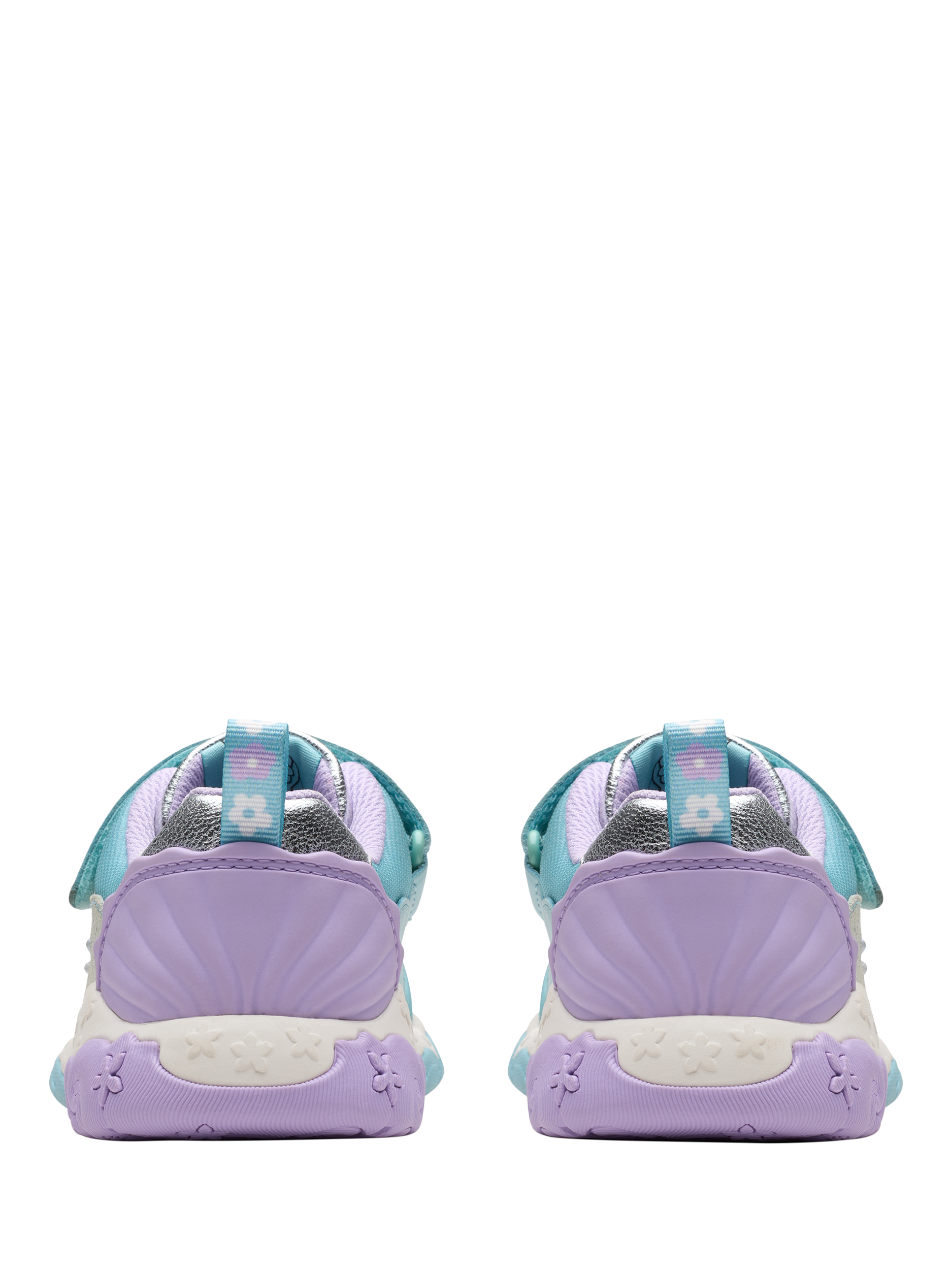 Product image 5 of 8, which shows Clarks Kids' Tidal Shell Leather Trainers, Light Blue Combi, 1.5 F