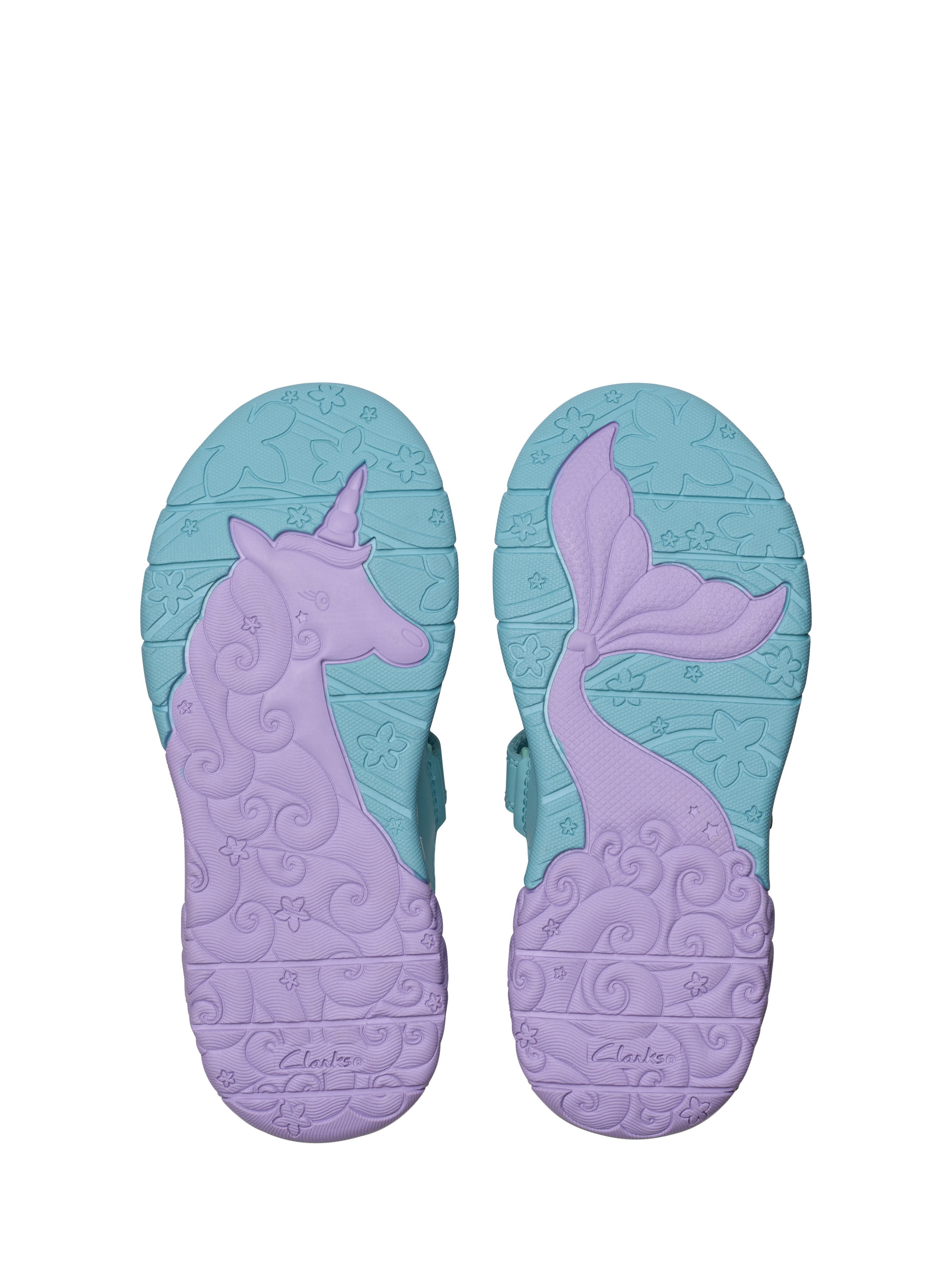 Product image 8 of 8, which shows Clarks Kids' Tidal Shell Leather Trainers, Light Blue Combi, 1.5 F