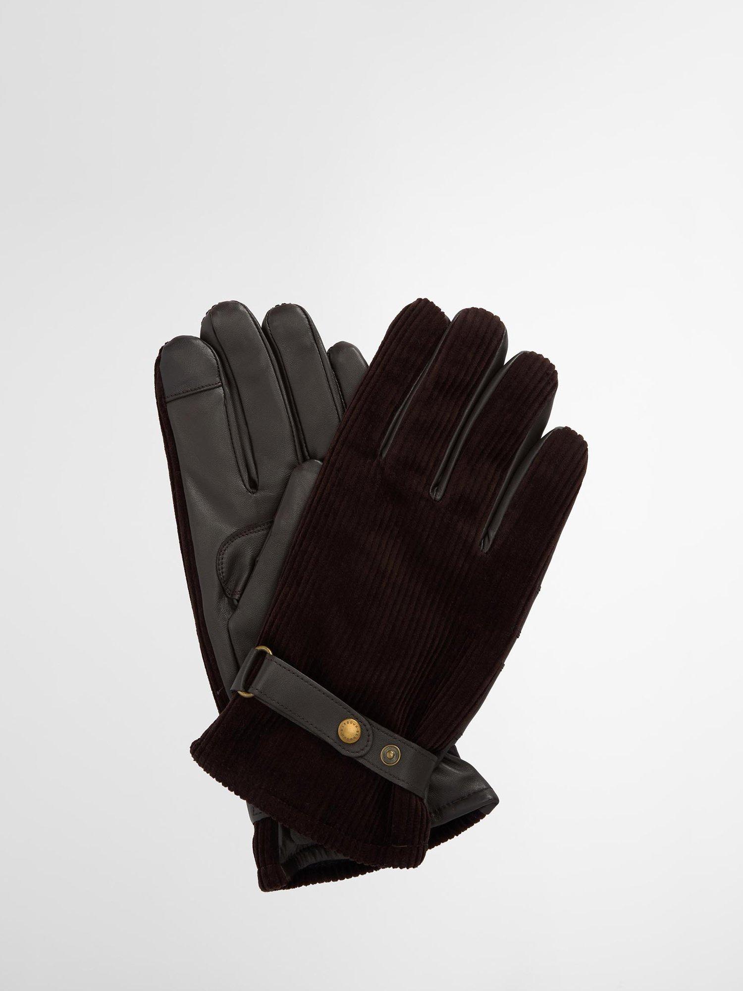 Product image 1 of 4, which shows Barbour Nelson Leather Gloves, Brown, M
