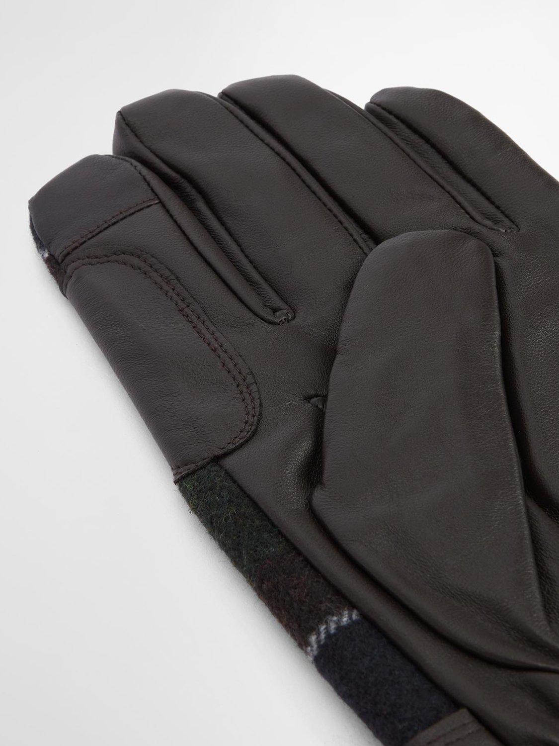 Product image 3 of 4, which shows Barbour Newbrough Leather & Wool Mix Gloves, Classic Tartan, S