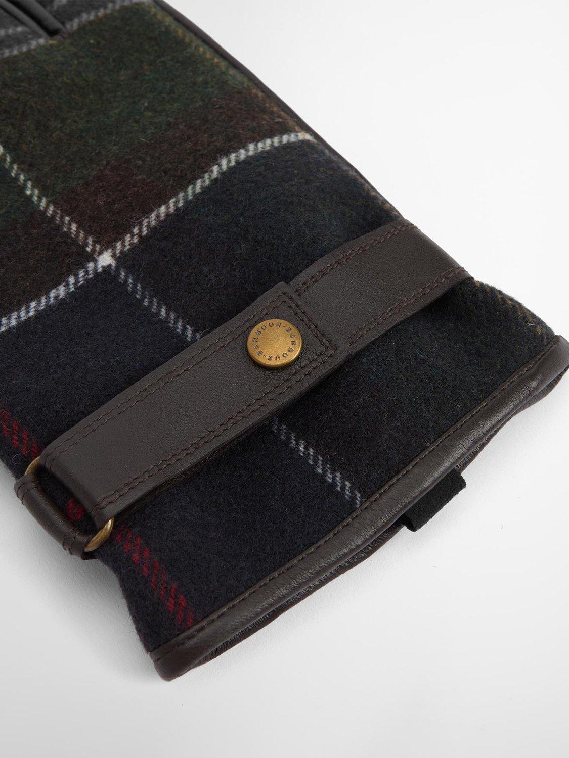 Product image 4 of 4, which shows Barbour Newbrough Leather & Wool Mix Gloves, Classic Tartan, S