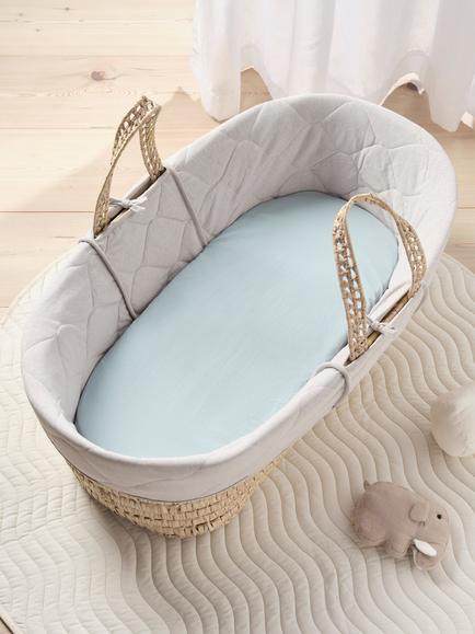 Bedfolk Moses Basket Fitted Sheet, Sky
