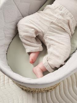 Bedfolk Moses Basket Fitted Sheet - view 2, Sage