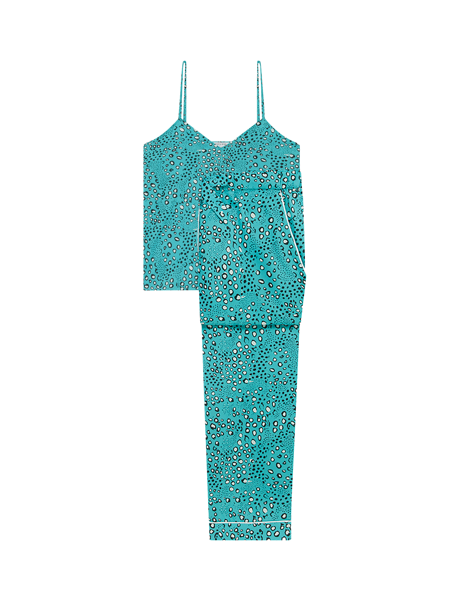 Product image 1 of 1, which shows myza Animal Print Dot Cami Long Pyjama Set, Green, XS