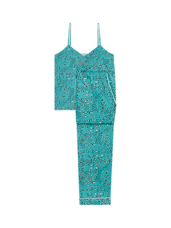 myza Animal Print Dot Cami Long Pyjama Set, Green, Green