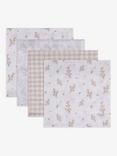 The Little Tailor Baby Muslin Cloth, Pack of 4, Neutral Floral