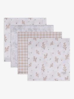 The Little Tailor Baby Muslin Cloth, Pack of 4, Neutral Floral, Neutral Floral
