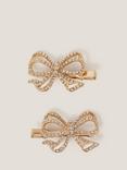 Monsoon Kids' Curly Bow Hair Clips, Pack of 2, Gold