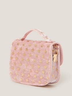 Monsoon Kids' Mini Velvet Star Bag, Pink - view 2, Pink