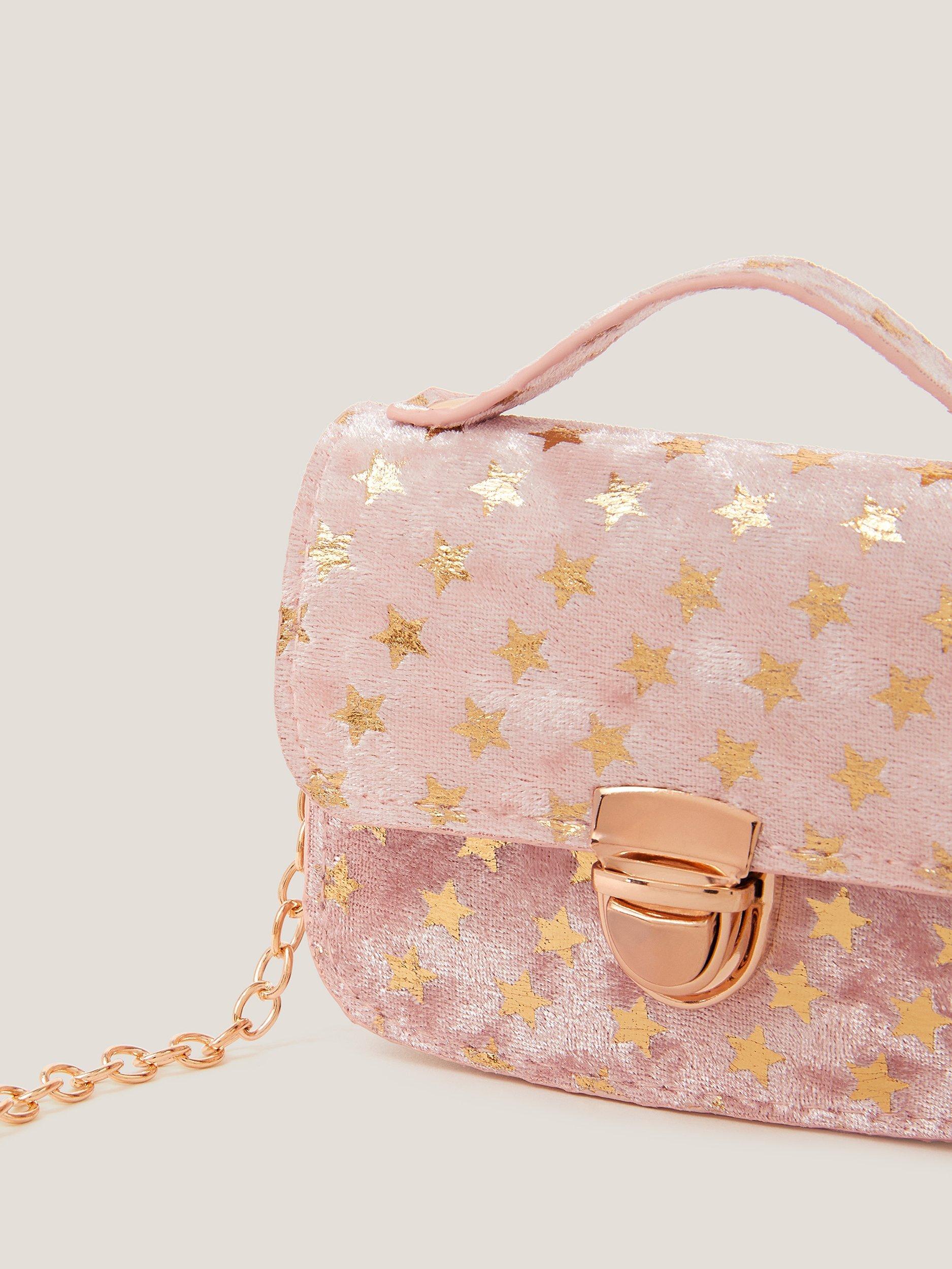 Product image 3 of 4, which shows Monsoon Kids' Mini Velvet Star Bag, Pink, One Size