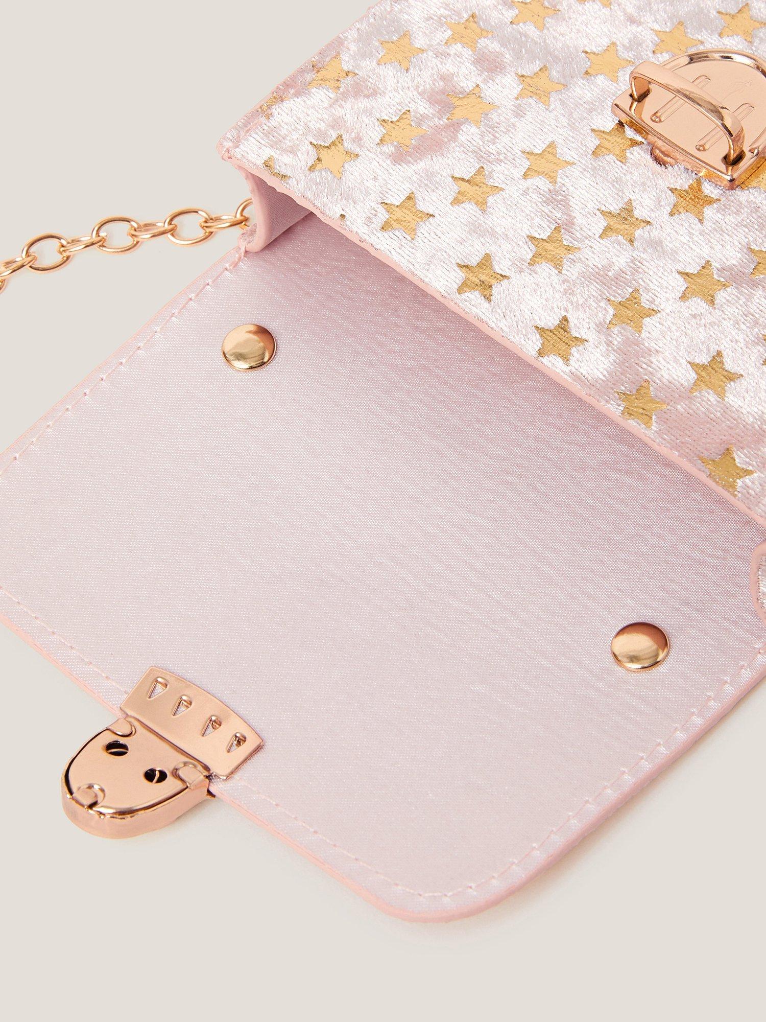 Product image 4 of 4, which shows Monsoon Kids' Mini Velvet Star Bag, Pink, One Size