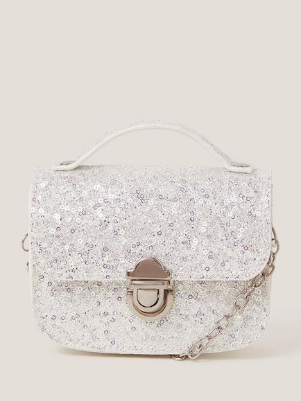 Monsoon Kids' Mini Glitter Bag, Silver, Silver