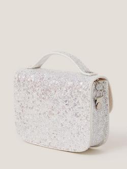 Monsoon Kids' Mini Glitter Bag, Silver - view 2, Silver