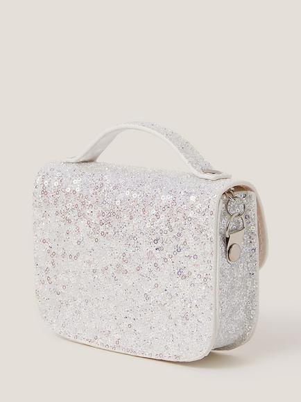 Monsoon Kids' Mini Glitter Bag, Silver - view 2, Silver