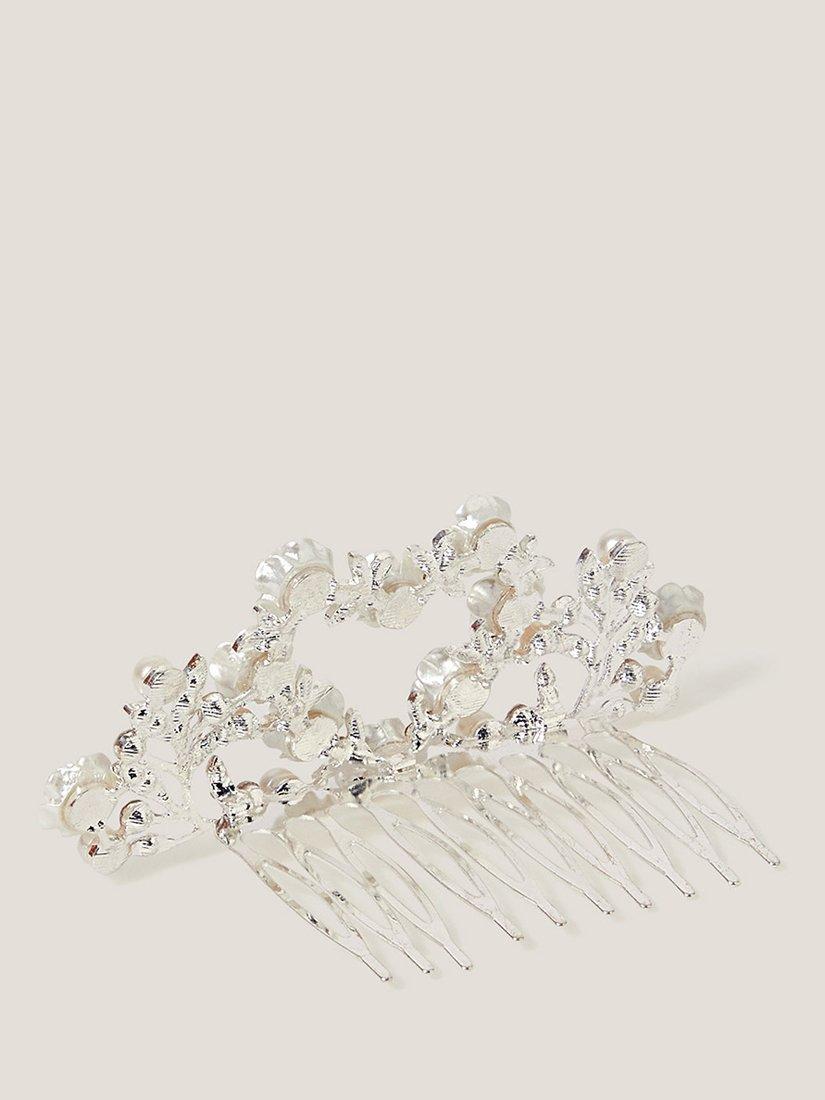 Product image 2 of 3, which shows Monsoon Kids' Flower Girl Tiara Comb, Silver, One Size