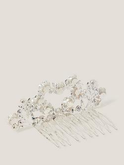Monsoon Kids' Flower Girl Tiara Comb, Silver - view 2, Silver