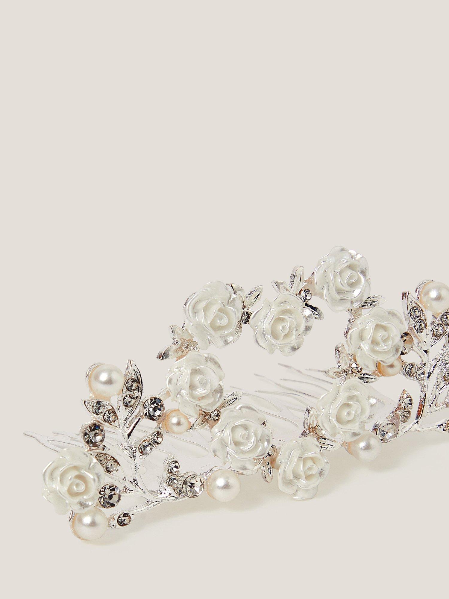 Product image 3 of 3, which shows Monsoon Kids' Flower Girl Tiara Comb, Silver, One Size