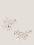 Monsoon Kids' Gem Flower Hair Clips, Pack of 2, Ivory