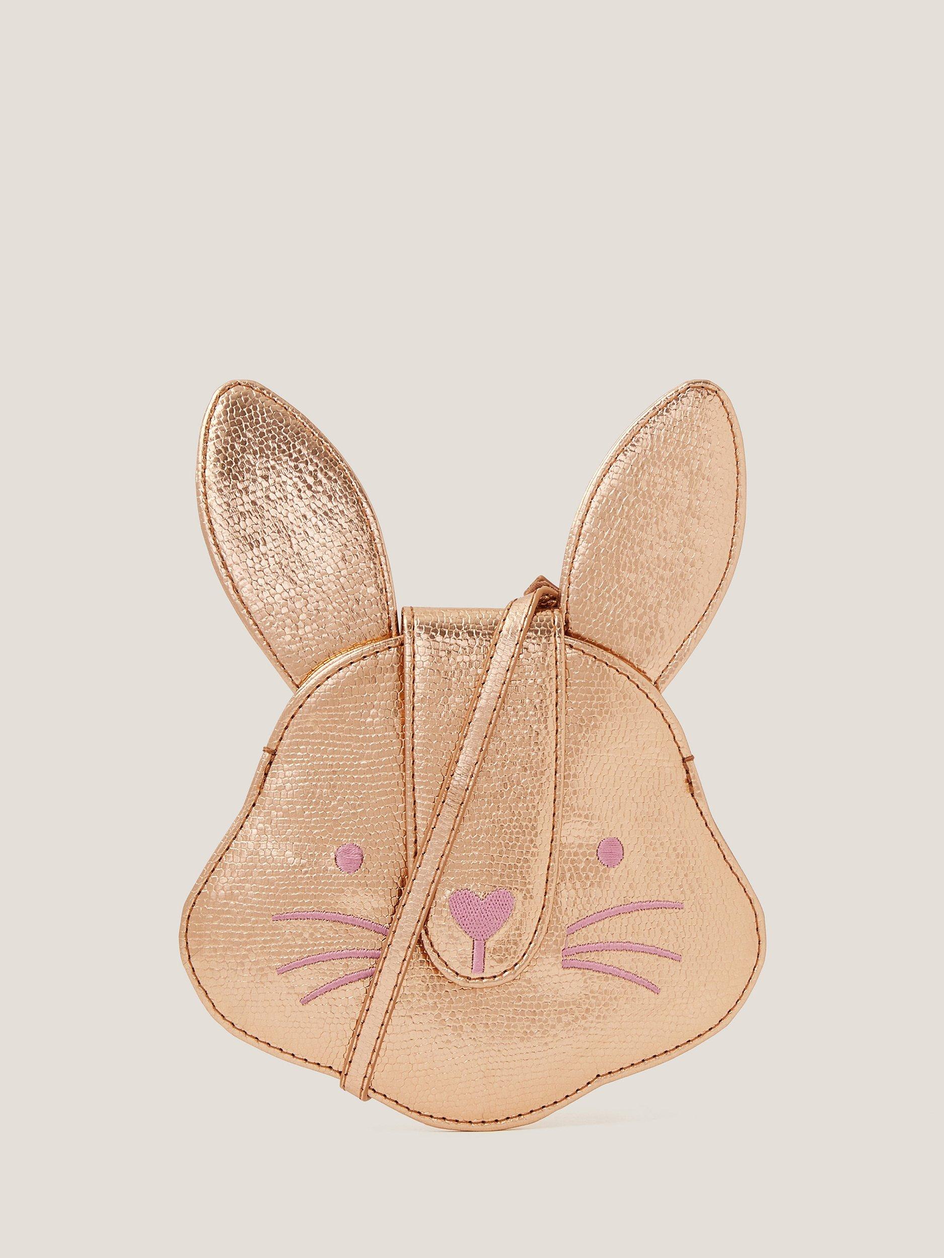 Product image 1 of 4, which shows Monsoon Kids' Metallic Bunny Bag, Gold, One Size