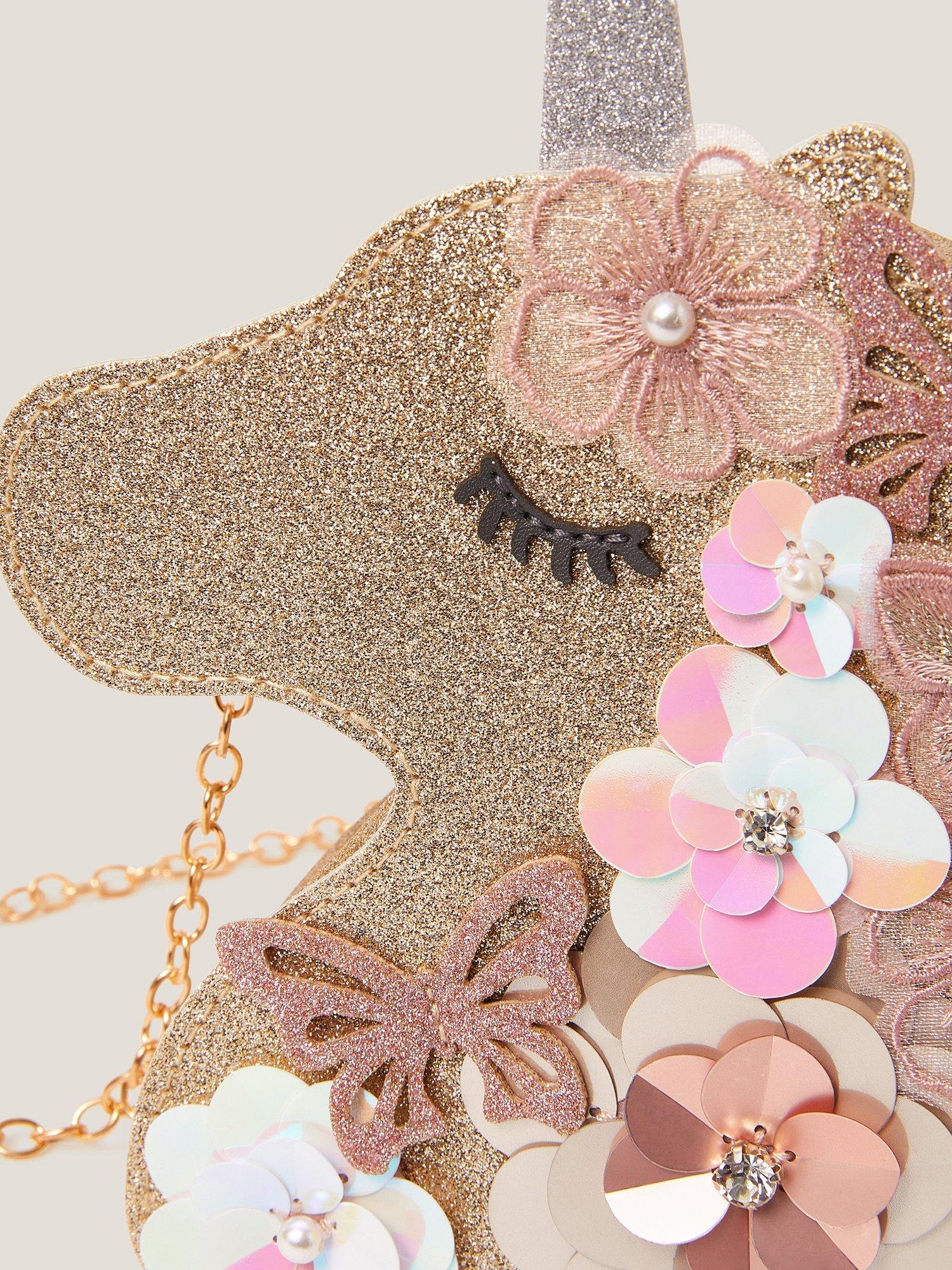 Product image 1 of 1, which shows Monsoon Kids' Ella Glitter Sequin Unicorn Bag, Multi, One Size