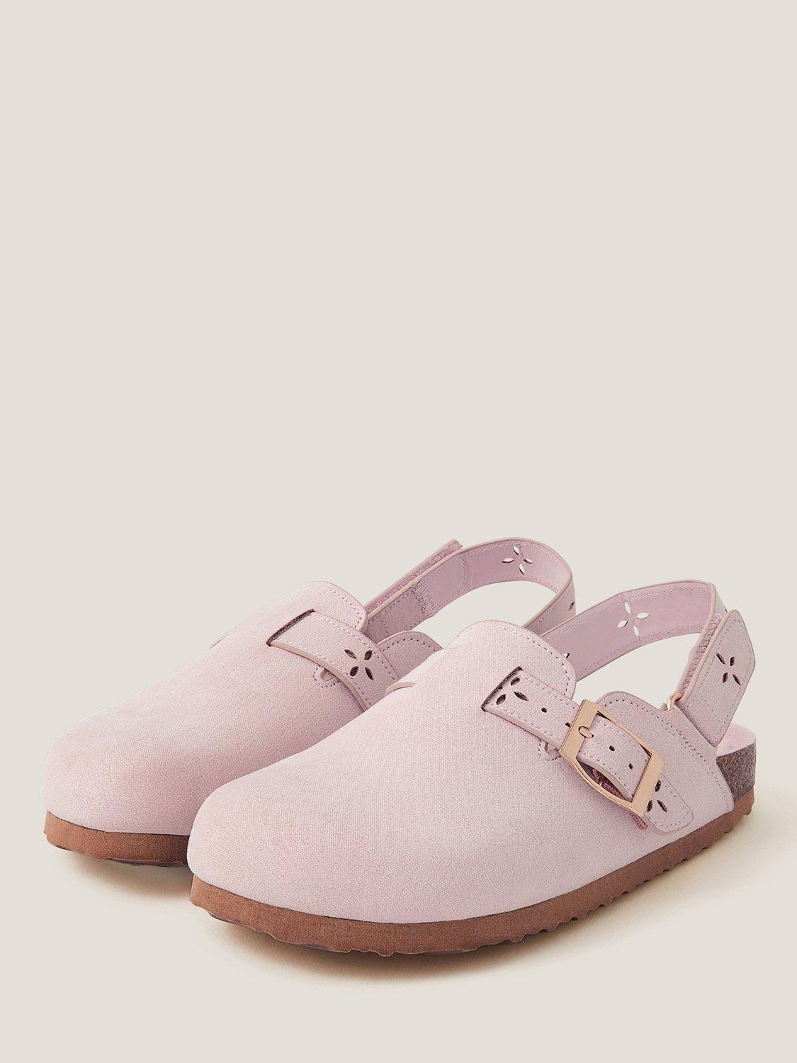 Product image 2 of 3, which shows Monsoon Kids' Cutwork Mules Riptape Closed Toe Shoes, Pink, 7 Jnr