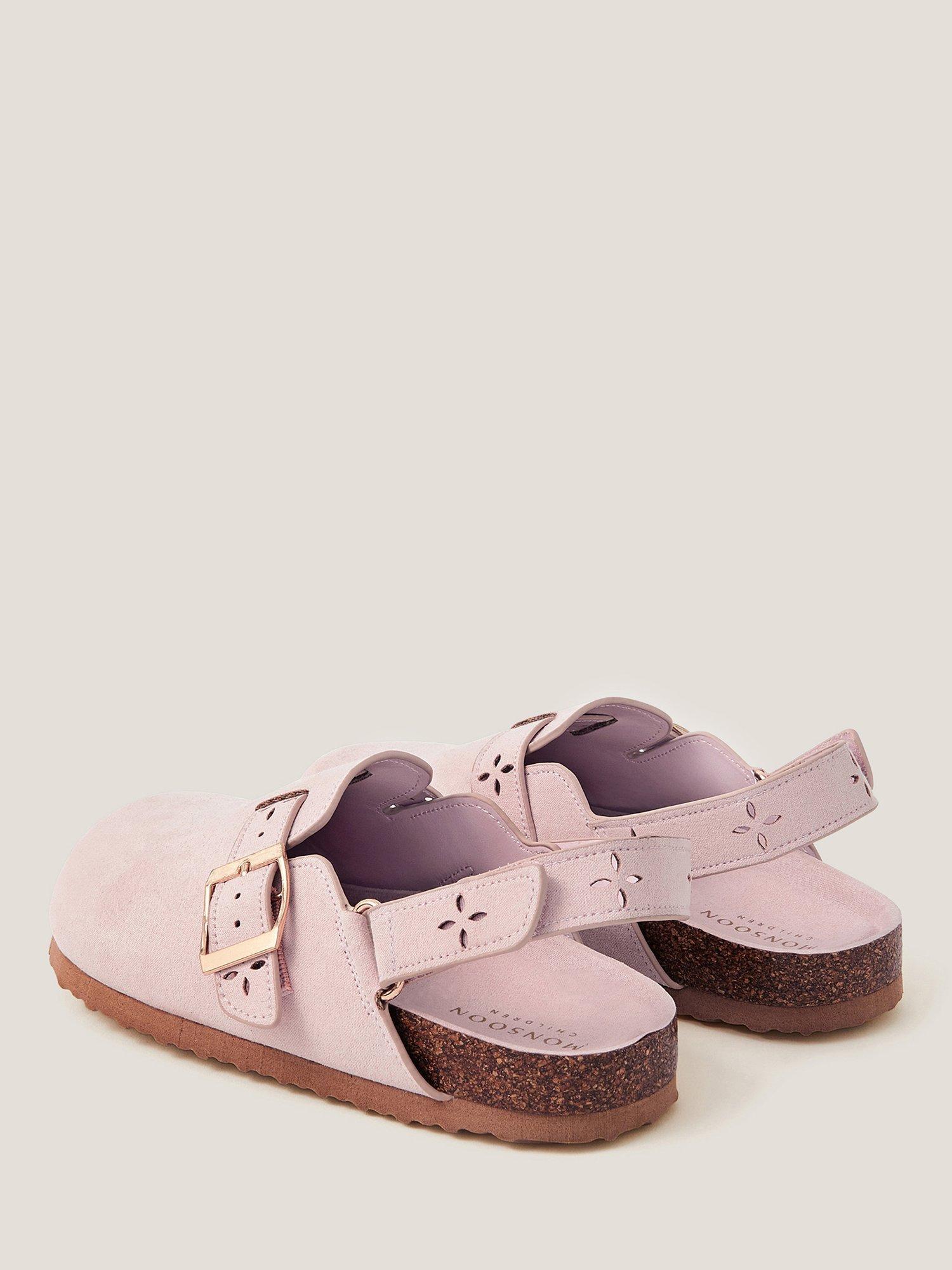 Product image 3 of 3, which shows Monsoon Kids' Cutwork Mules Riptape Closed Toe Shoes, Pink, 7 Jnr