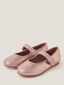 Monsoon Kids' Shimmer Ballet Pumps, Pink - view 2, Pink