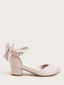 Monsoon Kids' Sara Satin Heeled Shoes, Pink, Pink