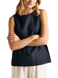 Joules Cove Sleeveless Linen Blend Top, Navy