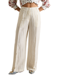 Joules Stripe Linen Rich Trousers, Cream/Multi