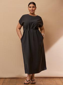 Live Unlimited Curve Elastic Pleated Dress, Black, Black