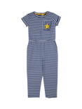 Frugi Kids' Janie Cotton Short Sleeved Jumpsuit, Navy/White