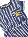 Frugi Kids' Janie Cotton Short Sleeved Jumpsuit, Navy/White