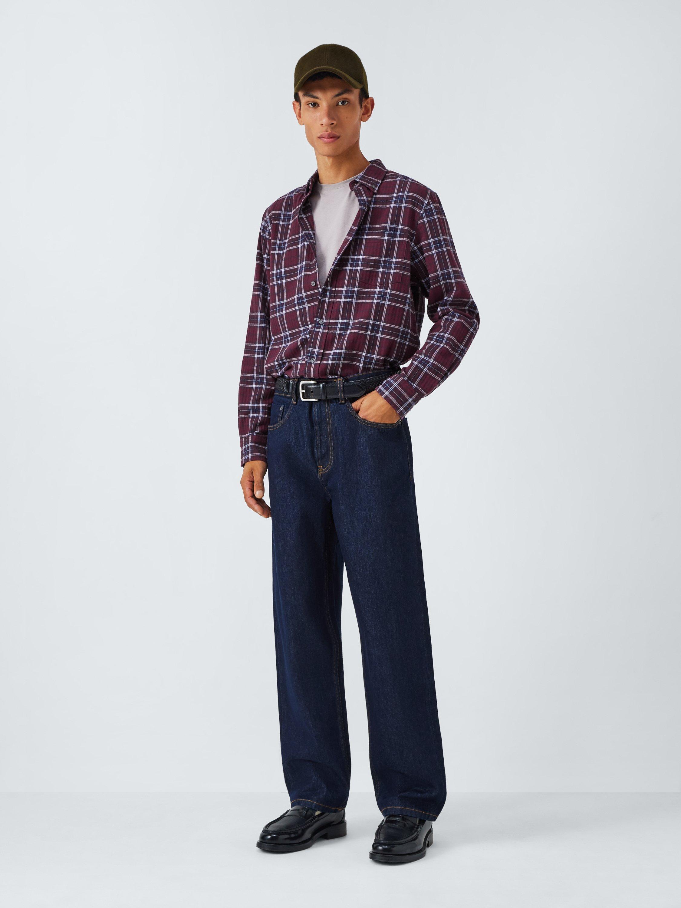 Product image 3 of 6, which shows John Lewis Check Cotton Blend Shirt, Burgundy, L