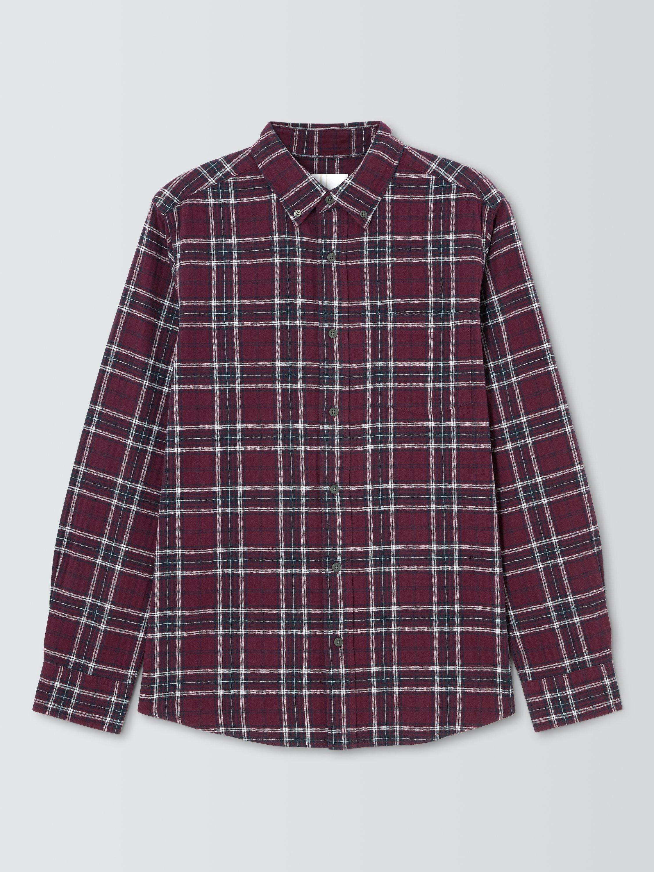 Product image 4 of 6, which shows John Lewis Check Cotton Blend Shirt, Burgundy, L