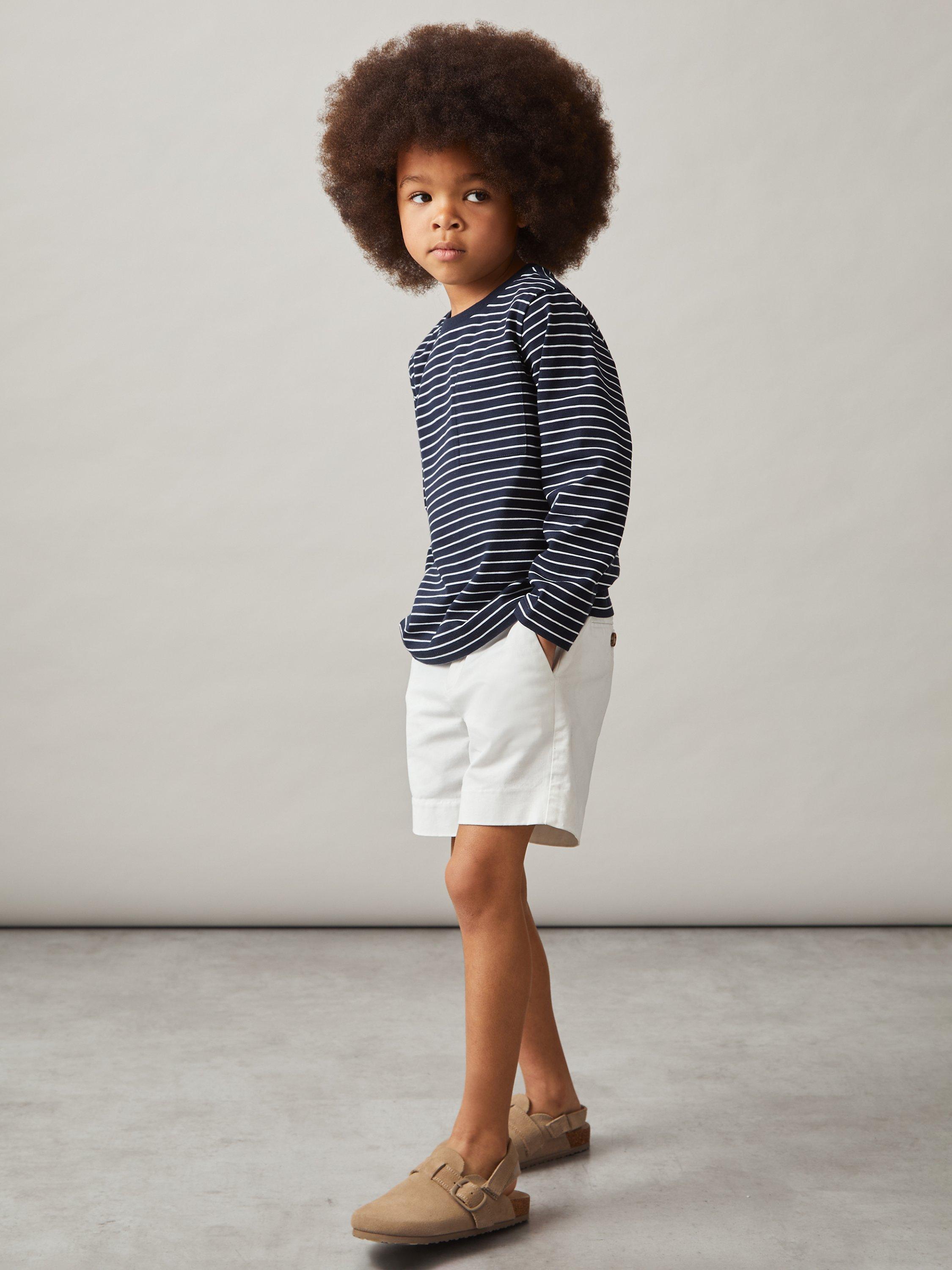 Product image 3 of 4, which shows Reiss Kids' Kenny Stripe Long Sleeve T-Shirt, Navy/White, 3-4 years