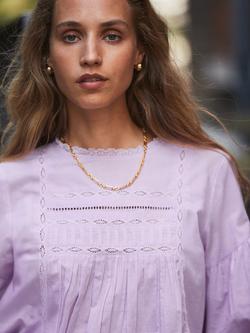 Ro&Zo Lace Insert Long Sleeve Top, Purple - view 2, Purple